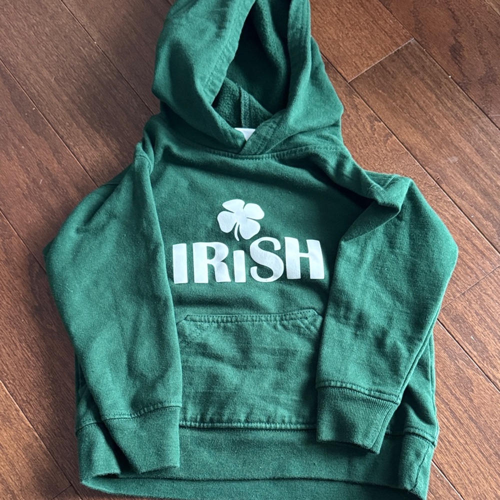 Green Kids Hoodie with Shamrock Design